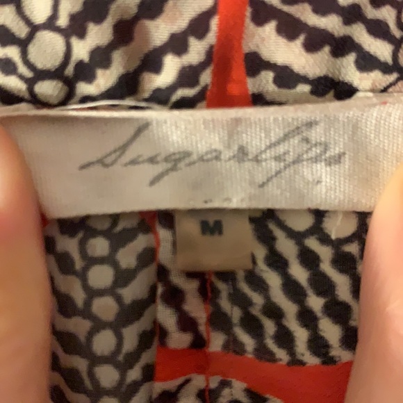 Orange black and white leaf print flowy top - Picture 6 of 8